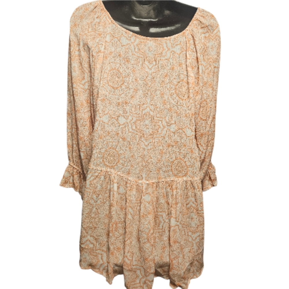Cea Femme Anthropologie Pink Boho Flowy Long Ruffle Sleeves Peasant Top Size Med - Picture 4 of 7